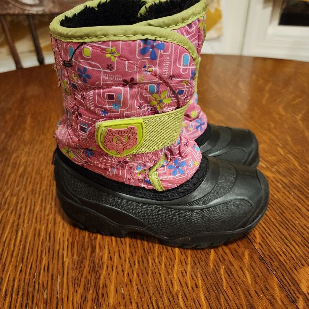 Girls Kamik Snow‎ Boots Size 9 Rubber Sole Snowbug2 Faux Fur Fleece Lined Warm